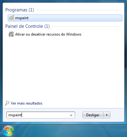 digite “mspaint” no campo de busca